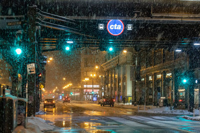 View of city street at night