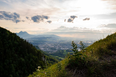 Scenic view of mountains against sky