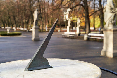 Close-up of metallic structure in park