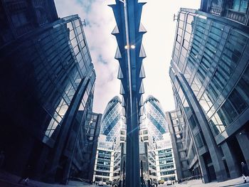 Low angle view of modern building against sky