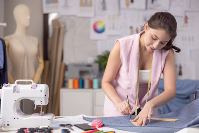 Woman working on table