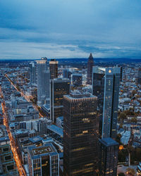 High angle view of buildings in city