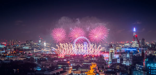 Illuminated city at night