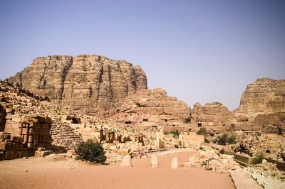 Rock formations against clear sky