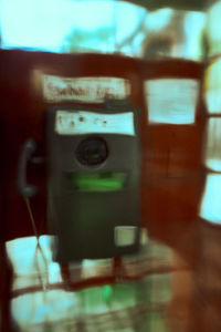 Close-up of telephone booth