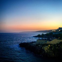 Scenic view of sea at sunset