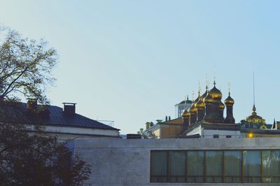 Low angle view of temple against clear sky