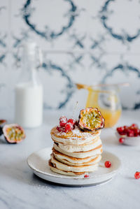 Close-up of dessert in plate on table