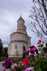 Monastery of the three hierarchs with flowers in the foreground, iasi, romania