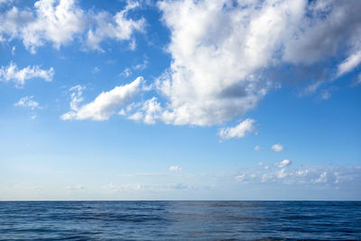 View of calm sea against cloudy sky