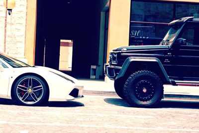 Cars parked on street