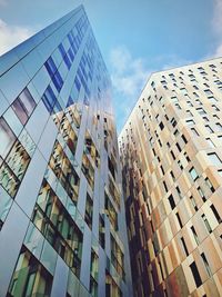 Low angle view of skyscrapers against sky