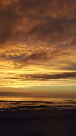 Scenic view of sea against dramatic sky