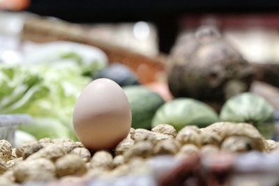 Close-up of eggs in market
