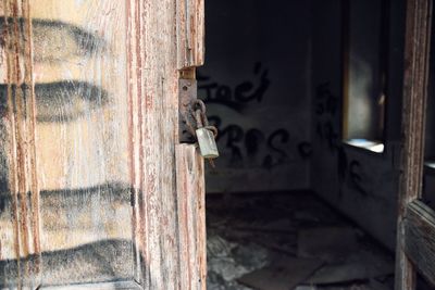 Close-up of open door