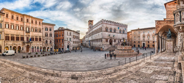 Panoramic view of tourists in city