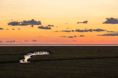 Scenic view of sea during sunset