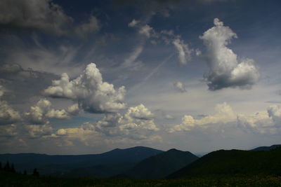 Scenic view of silhouette landscape against sky