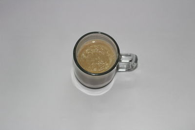 High angle view of coffee on table