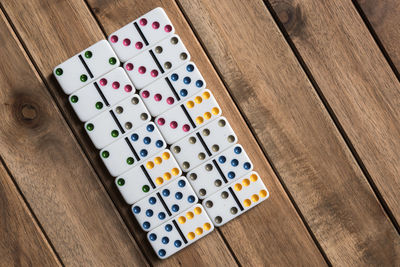 Directly above shot of dices on table