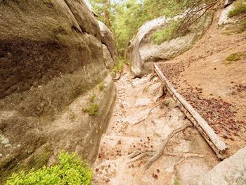 Footpath amidst rocks