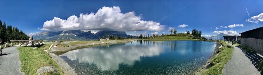 Panoramic view of lake against sky