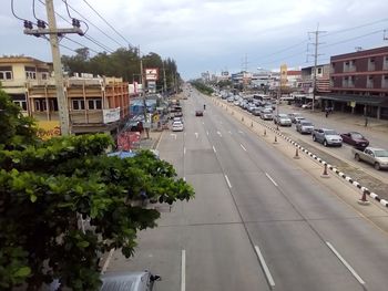 View of city street against sky