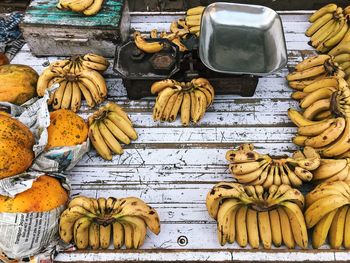 High angle view of fruits for sale at market stall