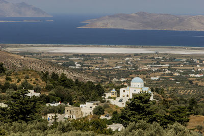 View of sea and townscape