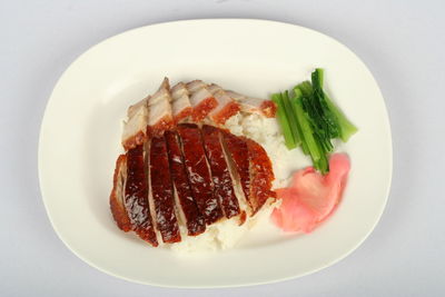 High angle view of food in plate