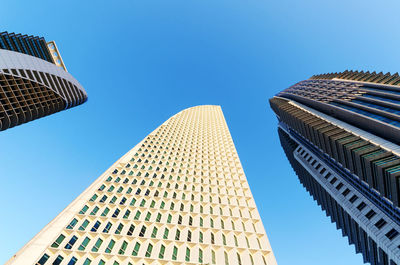 Low angle view of modern building against clear sky