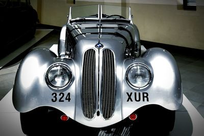 High angle view of illuminated car