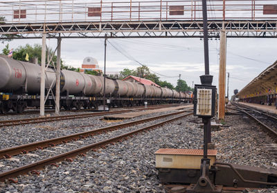 Train at railroad station platform