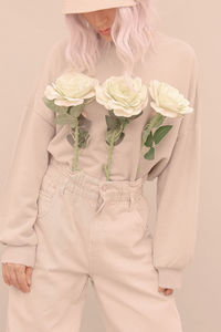 Beige flowers aesthetic mood. dj summer girl. fashion concept. ideal for blogger