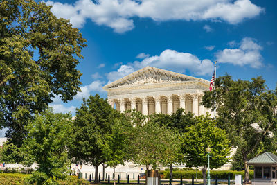 Low angle view of historical building against cloudy sky