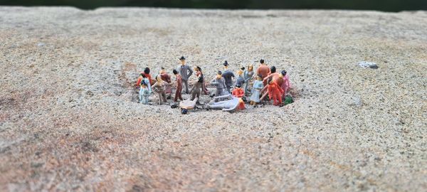 High angle view of people at beach