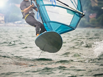 Windsurfing scene on lake como