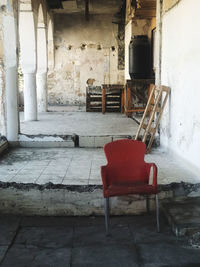 Empty seats in abandoned building