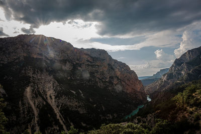 Scenic view of rocky mountains against sky