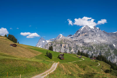 View from northface trail at schiltalp and gimmeln area, mürren, switzerland