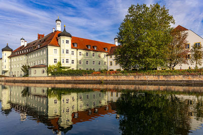 Reflection of buildings in water