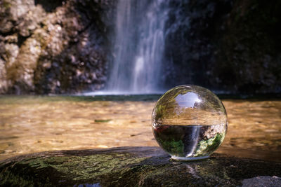 Water splashing on rocks against trees