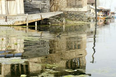 Reflection of built structure in water