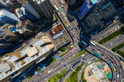 Aerial view of modern buildings in city