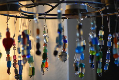 Close-up of lighting equipment hanging from ceiling