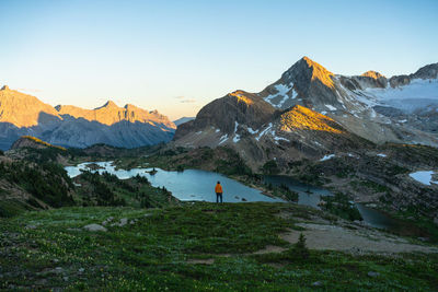 Watching sunrise from above limestone lakes