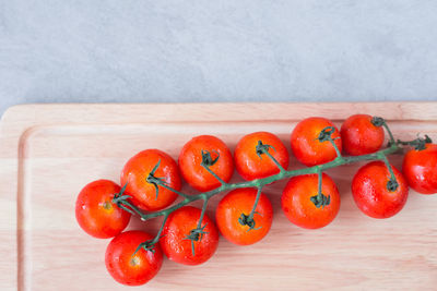 High angle view of tomatoes on table