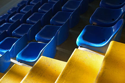 High angle view of empty chairs