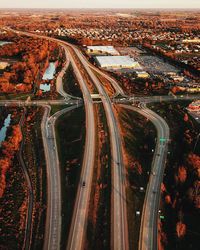 Aerial view of road and cityscape