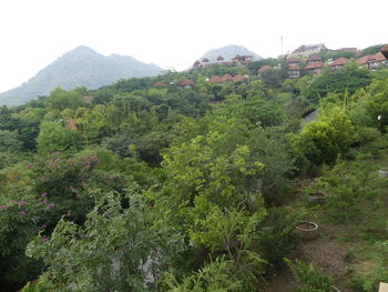 Scenic view of mountains against clear sky